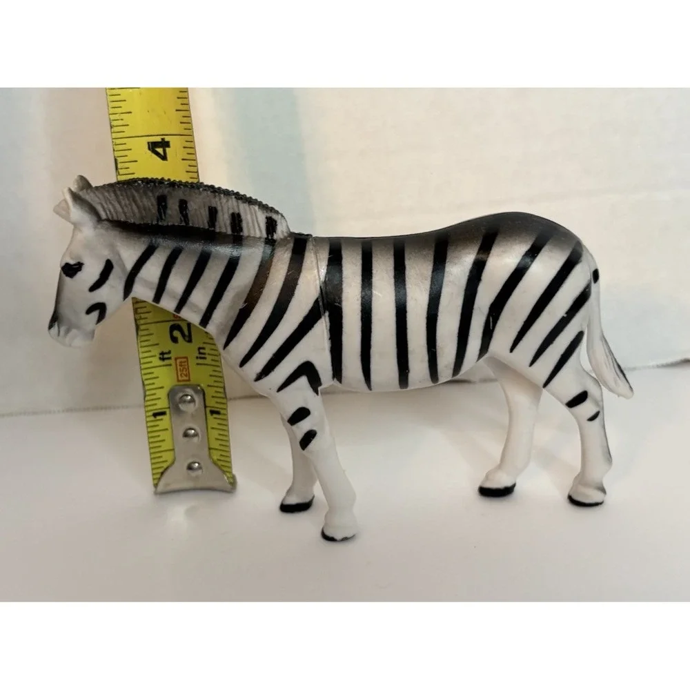 Vintage Plastic Zebra Figurine Toy Wild African Safari Animal Cake Topper